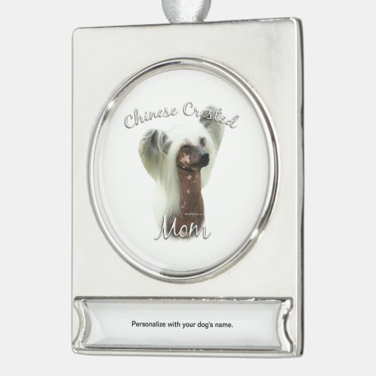 Chinese Crested Mam 2 Verzilverd Banner Ornament (Links)