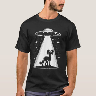 Chinese Crested Mom Dad Dog Funny Alien UFO Men Wo T-shirt
