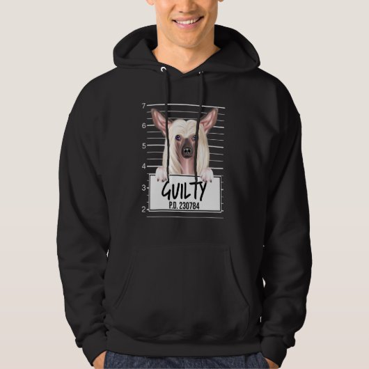Chinese Crested Mugshot Guilty Dog Hoodie (Voorkant)