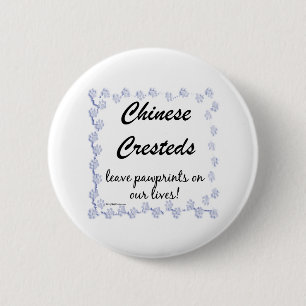 Chinese Crested Pawprints - Button
