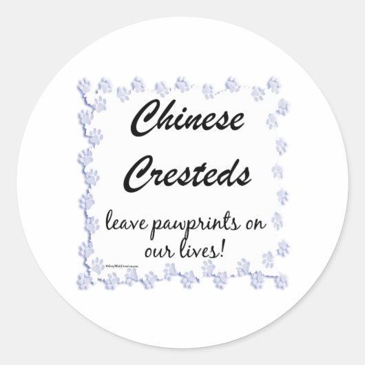 Chinese Crested Pawprints Sticker (Voorkant)