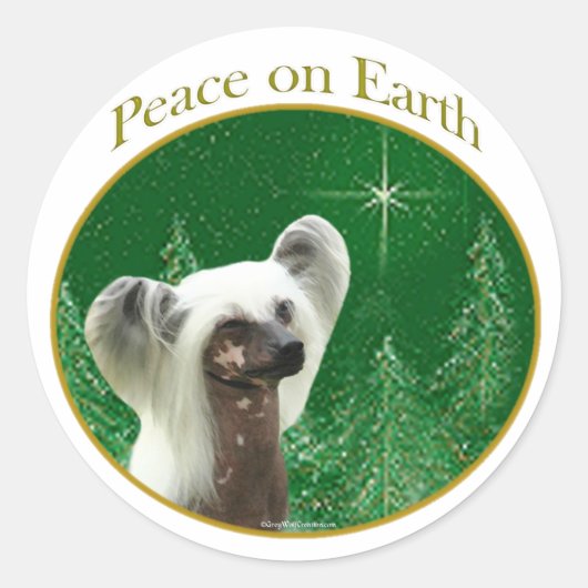 Chinese Crested Peace Ronde Sticker (Voorkant)