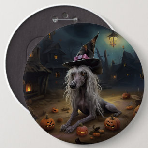 Chinese Crested Pompoenen Halloween Griezelen Ronde Button 6,0 Cm