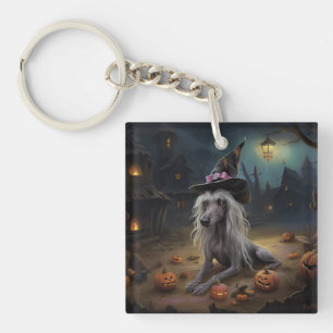 Chinese Crested Pompoenen Halloween Griezelen  Sleutelhanger