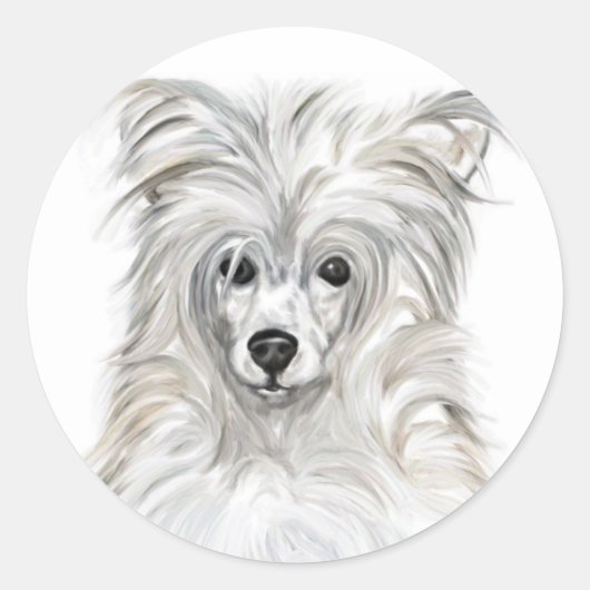Chinese Crested Powder Puff Ronde Sticker (Voorkant)
