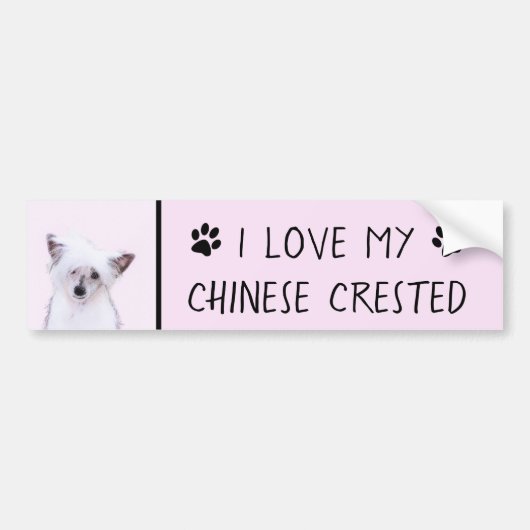 Chinese Crested Powderpuff-schilderijen - Dog Art Bumpersticker (Voorkant)