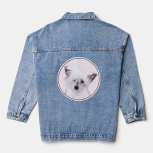Chinese Crested Powderpuff-schilderijen - Dog Art Denim Jacket