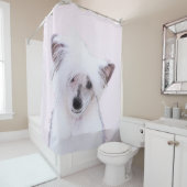 Chinese Crested Powderpuff-schilderijen - Dog Art Douchegordijn (In situ)