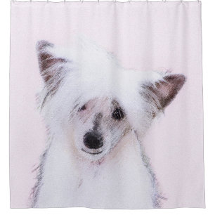 Chinese Crested Powderpuff-schilderijen - Dog Art Douchegordijn