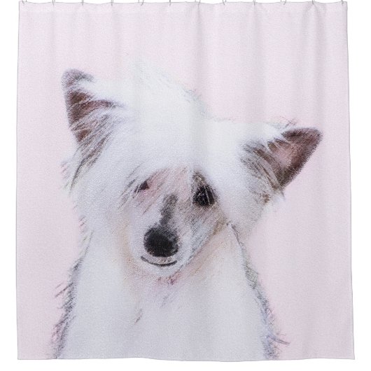 Chinese Crested Powderpuff-schilderijen - Dog Art Douchegordijn (Voorkant)