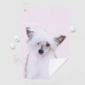 Chinese Crested Powderpuff-schilderijen - Dog Art Golfhanddoek (Insitu)
