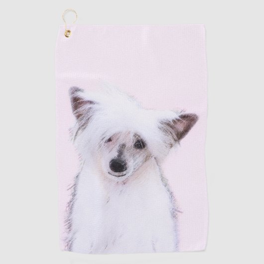Chinese Crested Powderpuff-schilderijen - Dog Art Golfhanddoek (Voorkant)