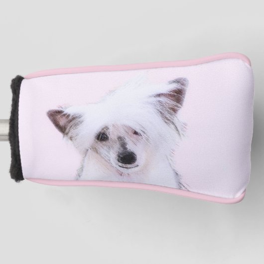 Chinese Crested Powderpuff-schilderijen - Dog Art Golfheadcover (Voorkant)