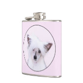 Chinese Crested Powderpuff-schilderijen - Dog Art Heupfles (Links)