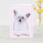 Chinese Crested Powderpuff-schilderijen - Dog Art Kaart (Gele Bloem)