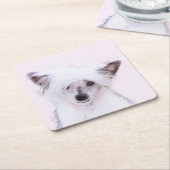 Chinese Crested Powderpuff-schilderijen - Dog Art Kartonnen Onderzetters (Schuin)