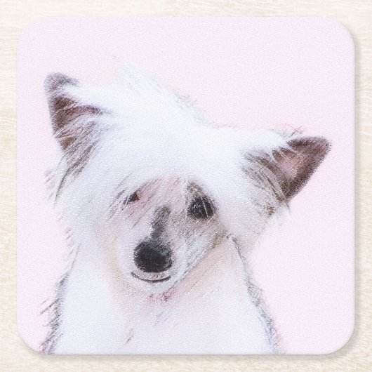Chinese Crested Powderpuff-schilderijen - Dog Art Kartonnen Onderzetters (Voorkant)