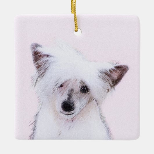 Chinese Crested Powderpuff-schilderijen - Dog Art Keramisch Ornament (Voorkant)