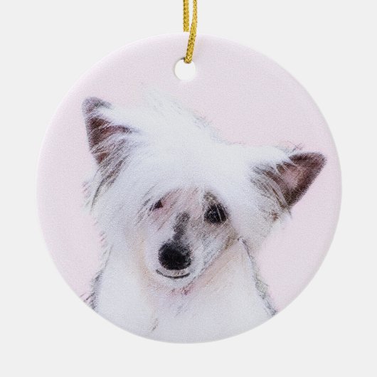 Chinese Crested Powderpuff-schilderijen - Dog Art Keramisch Ornament (Voorkant)
