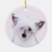 Chinese Crested Powderpuff-schilderijen - Dog Art Keramisch Ornament (Achterkant)