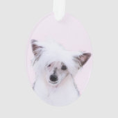 Chinese Crested Powderpuff-schilderijen - Dog Art Ornament (achterkant)