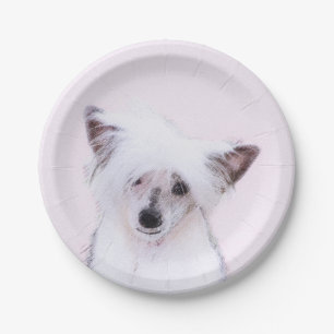 Chinese Crested Powderpuff-schilderijen - Dog Art Papieren Bordje
