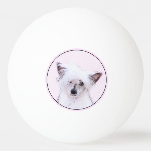 Chinese Crested Powderpuff-schilderijen - Dog Art Pingpongbal (Voorkant)