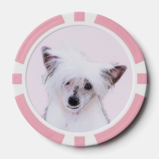 Chinese Crested Powderpuff-schilderijen - Dog Art Poker Chips (Voorkant)