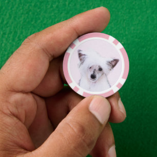 Chinese Crested Powderpuff-schilderijen - Dog Art Poker Chips