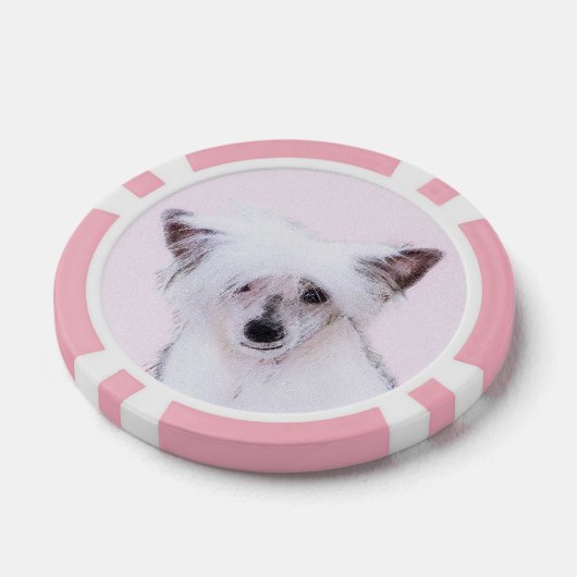 Chinese Crested Powderpuff-schilderijen - Dog Art Poker Chips (Enkel)