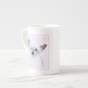 Chinese Crested Powderpuff-schilderijen - Dog Art Porselein Kop