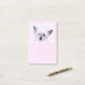 Chinese Crested Powderpuff-schilderijen - Dog Art Post-it® Notes (Op bureau)