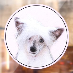 Chinese Crested Powderpuff-schilderijen - Dog Art Raamsticker