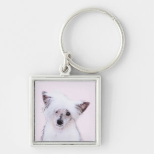 Chinese Crested Powderpuff-schilderijen - Dog Art Sleutelhanger