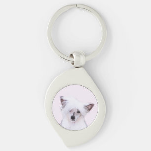 Chinese Crested Powderpuff-schilderijen - Dog Art Sleutelhanger