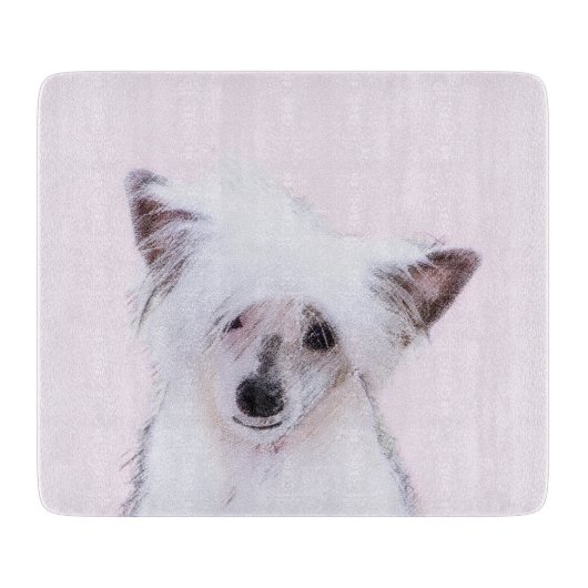 Chinese Crested Powderpuff-schilderijen - Dog Art Snijplank (Voorkant)