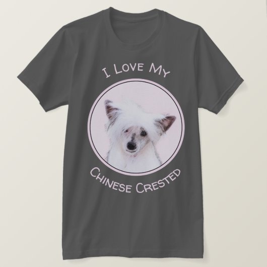 Chinese Crested Powderpuff-schilderijen - Dog Art T-shirt (Design voorkant)
