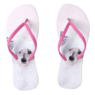 Chinese Crested Powderpuff-schilderijen - Dog Art Teenslippers