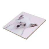 Chinese Crested Powderpuff-schilderijen - Dog Art Tegeltje (Zijkant)