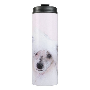 Chinese Crested Powderpuff-schilderijen - Dog Art Thermosbeker
