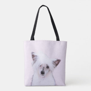 Chinese Crested Powderpuff-schilderijen - Dog Art Tote Bag