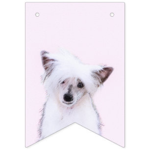 Chinese Crested Powderpuff-schilderijen - Dog Art Vlaggetjes