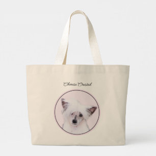 Chinese Crested Powderpuff Witte Schilderij Hond A Grote Tote Bag