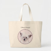 Chinese Crested Powderpuff Witte Schilderij Hond A Grote Tote Bag (Voorkant)