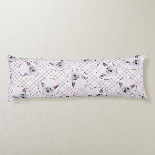 Chinese Crested Powderpuff Witte Schilderij Hond A Lichaamskussen (Achterkant)