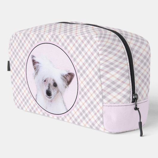 Chinese Crested Powderpuff Witte Schilderij Hond A Toilettasje (Rechterhoek)