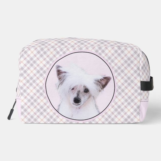 Chinese Crested Powderpuff Witte Schilderij Hond A Toilettasje (Achterkant)