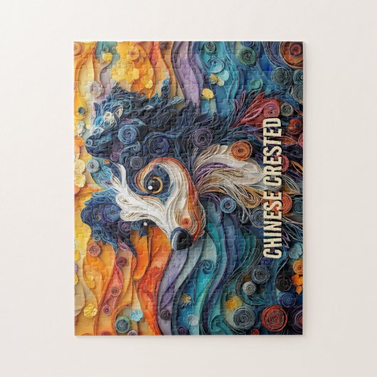Chinese Crested Quilling Art Dog Portret Legpuzzel (Verticaal)