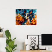 Chinese Crested Quilling Art Dog Portret Poster (Thuiskantoor)