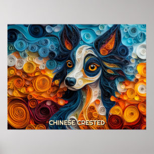 Chinese Crested Quilling Art Dog Portret Poster